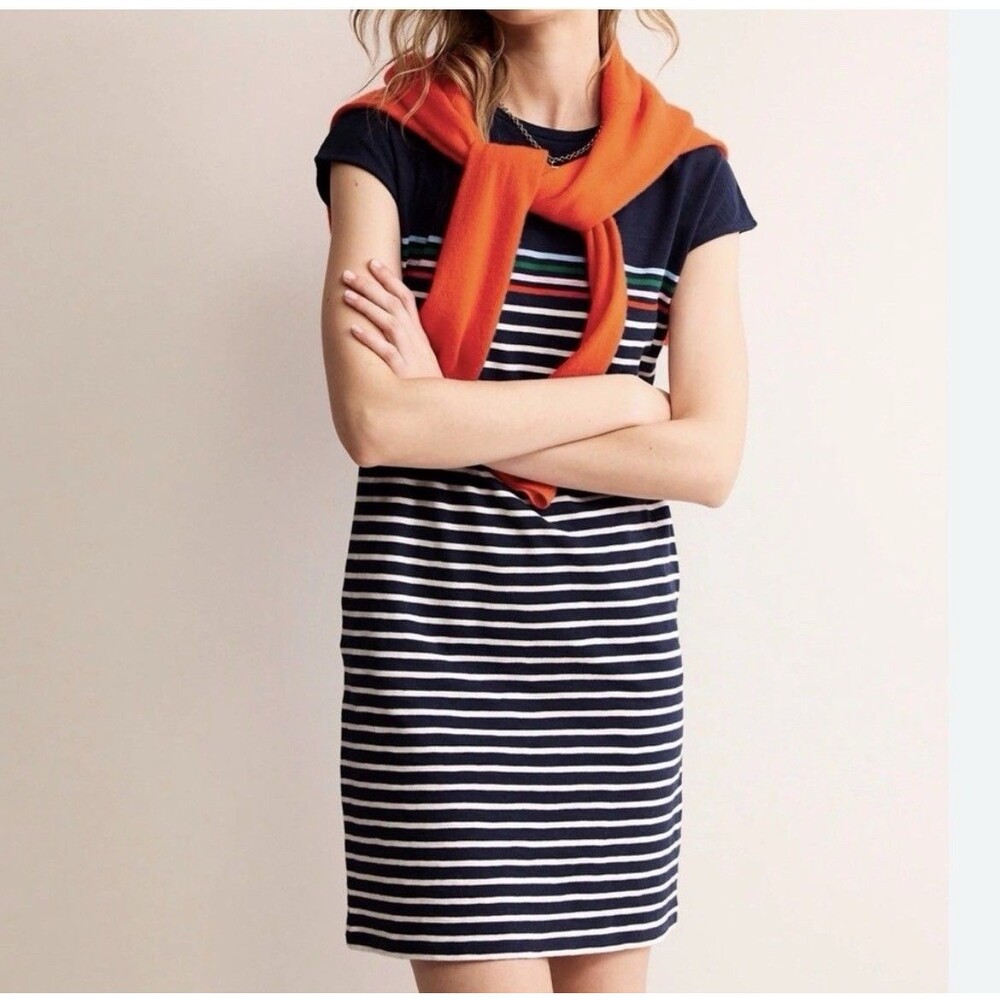 Boden Paulina Jersey Dress Multi Stripe Petites Size 4P